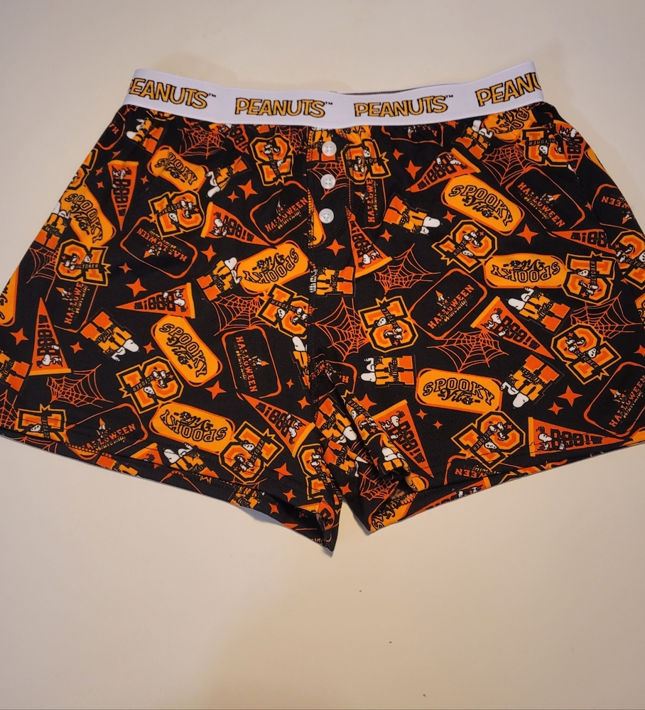 Peanuts Halloween Black Boxer Shorts‎ L Snoopy Spooky Vibes New